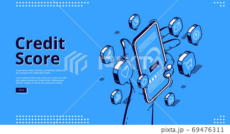 Credit score isometric landing page, bank rating Credit score isometric landing page, bank rating 69476311