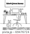 Work from home & Work at home & Work remotely from home. Flexible, home bases, Doodle Concept. 69476724