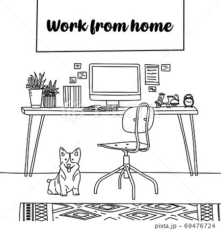 Work from home & Work at home & Work remotely from home. Flexible, home bases, Doodle Concept. Work from home & Work at home & Work remotely from home. Flexible, home bases, Doodle Concept. 69476724