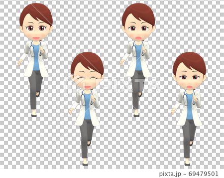 [Running] Female doctor Ponytail front - Stock Illustration [69479501 ...