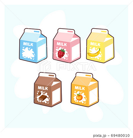 Cute cartoon milk box. strawberry, chocolate ,... - Stock Illustration  [69480010] - PIXTA