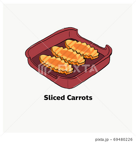 Sliced carrots on red plate,vegetable for Japanese grill, korean 69480226