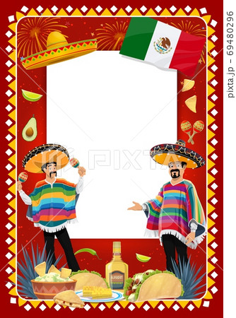 Mexican holiday frame with mariachi musicians 69480296