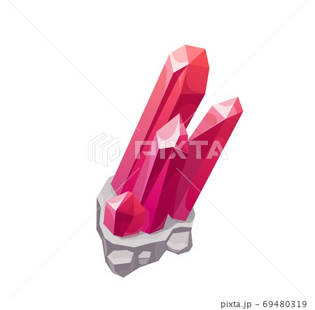 Red magic crystal, gem or precious rock icon. Red magic crystal, gem or precious rock icon. 69480319