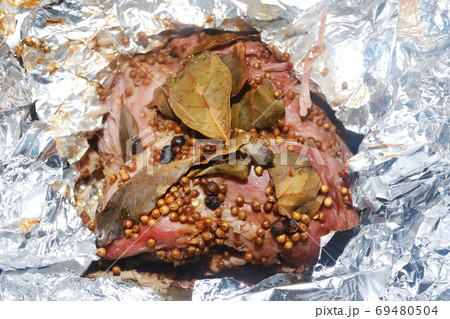 Baked meat pork. 69480504