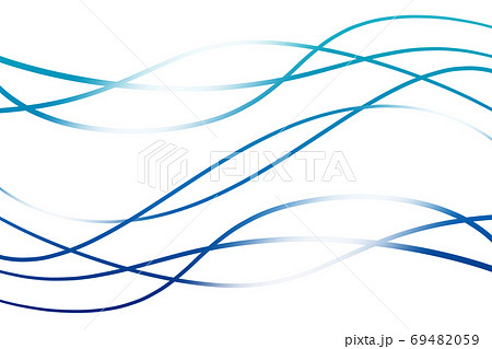 波模様の背景 長方形 ブルーラインのイラスト素材