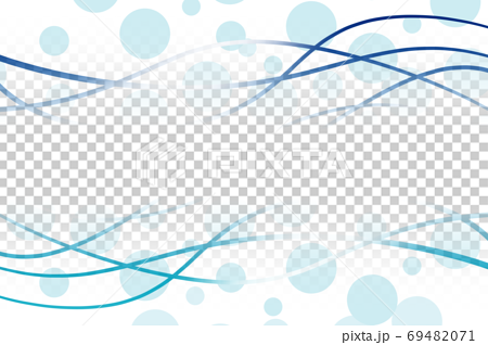 波模様の背景 長方形 ブルーライン 水玉模様のイラスト素材