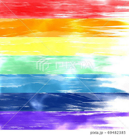横に流れる七色の背景　右（虹　正方形） 69482385