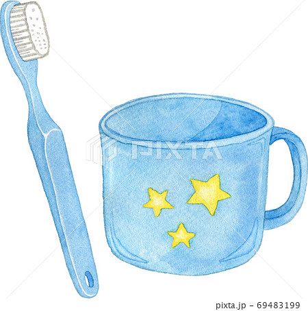 歯ブラシとコップのイラスト素材