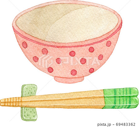 茶碗と箸のイラスト素材