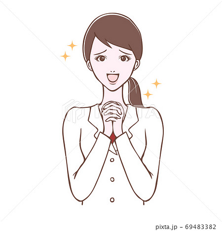 白衣を着た若い女性 感動ポーズ イラストのイラスト素材 6943 白衣を着た若い女性 感動ポーズ イラストのイラスト素材 6943