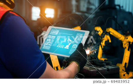 Smart industry robot arms for digital factory production technology 69483952
