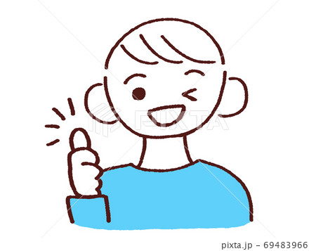 ウィンクする若い男性 いいねポーズ 左手のイラスト素材