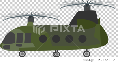 迷彩模様の軍事用のヘリコプターのイラストのイラスト素材