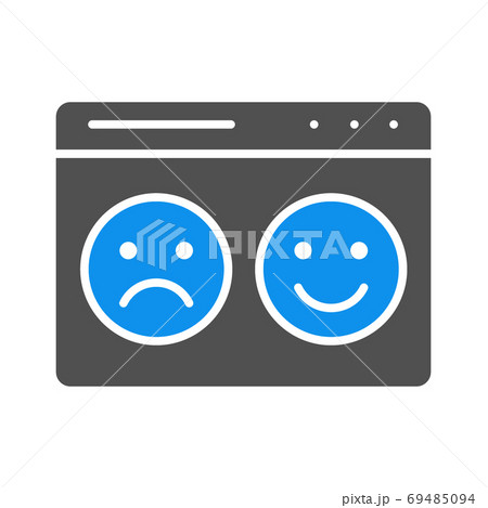 Voting on webpage with happy and sad faces colored icon. Website with smiles emoji symbol 69485094