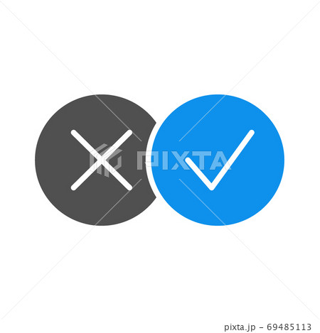 Correct and incorrect checkmarks colored icon. Right and wrong tick symbol 69485113