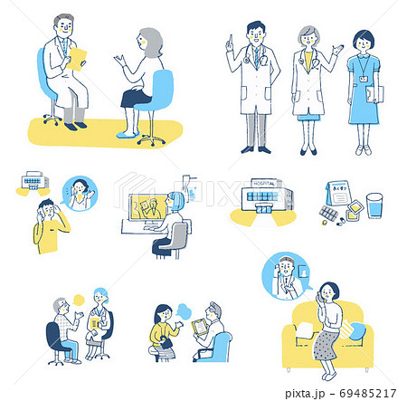 医者と患者イメージ セットのイラスト素材