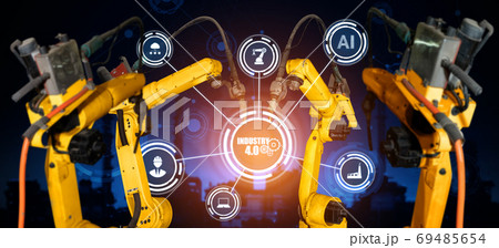 Smart industry robot arms for digital factory production technology 69485654