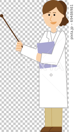 指示棒を持つ女性研究者 指示棒を持つ女性研究者 69486981