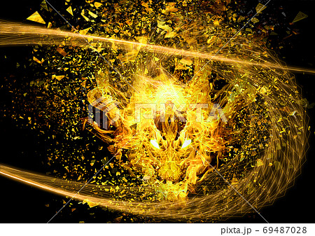 金色に光輝く抽象的な龍のイラスト素材 [69487028] - PIXTA