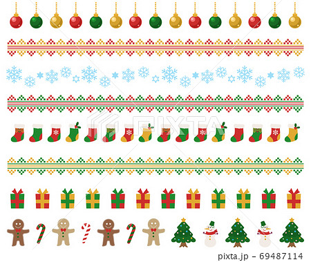 クリスマスラインセットのイラスト素材