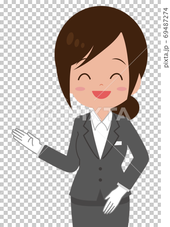 笑顔で案内する女性スタッフ 笑顔で案内する女性スタッフ 69487274