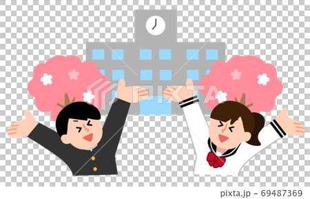 通過學校教育的男孩水手服女孩(簡單的顏色) 通過學校教育的男孩水手服女孩(簡單的顏色) 69487369