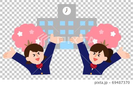 通過的兩個西裝外套女孩(簡單的顏色) 通過的兩個西裝外套女孩(簡單的顏色) 69487370