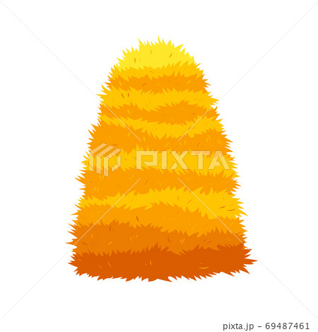Haystack isolated on white background. Flat vector illustration dried haystack. Farming haymow bale hayloft, agricultural rural haycock. A supply of feed for livestock, the object of agriculture Haystack isolated on white background. Flat vector illustration dried haystack. Farming haymow bale hayloft, agricultural rural haycock. A supply of feed for livestock, the object of agriculture 69487461