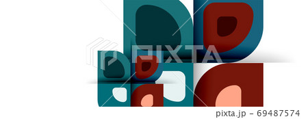 Set of vector modern geometric abstract backgrounds with repeating abstract round shapes patterns and shadow effects 69487574