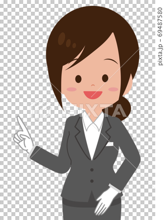 Female staff pointing at points and explaining 69487580