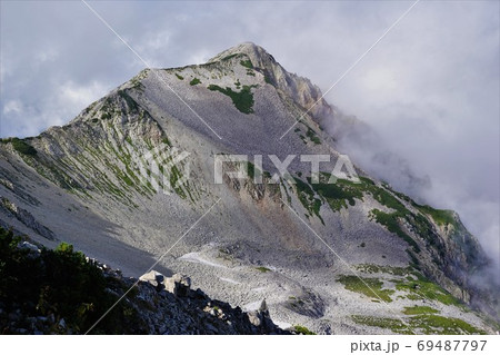 薬師岳からの金作谷カールと北薬師岳 69487797