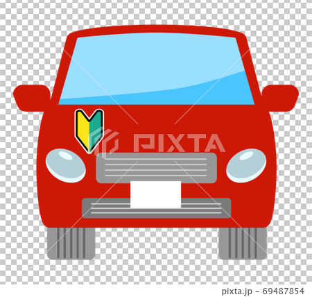 初心者マークのついた赤い自動車のベクターイラストのイラスト素材 初心者マークのついた赤い自動車のベクターイラストのイラスト素材