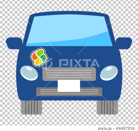 四つ葉マークのついた青い自動車のベクターイラスト 四つ葉マークのついた青い自動車のベクターイラスト 69487858
