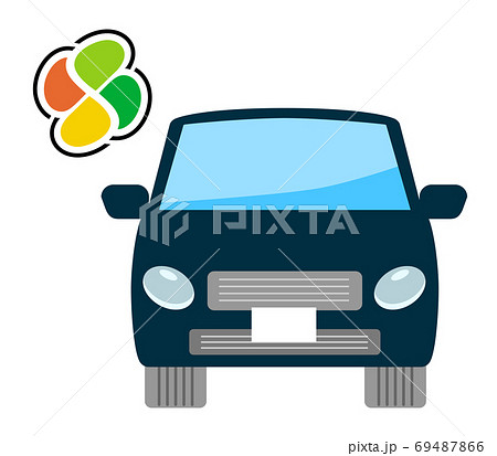 四つ葉マークと紺色の自動車のベクターイラスト 四つ葉マークと紺色の自動車のベクターイラスト 69487866
