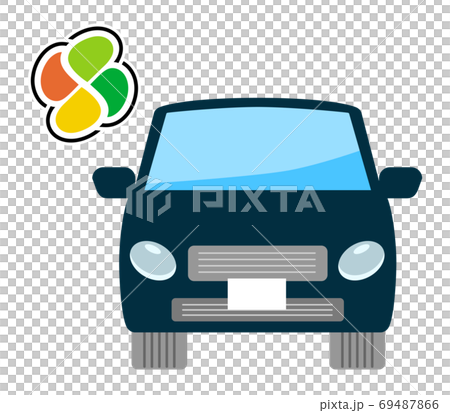 四つ葉マークと紺色の自動車のベクターイラスト 四つ葉マークと紺色の自動車のベクターイラスト 69487866