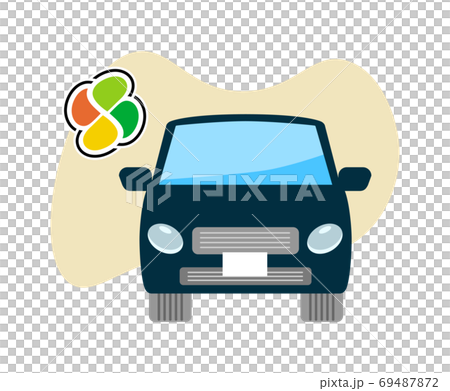 Vector illustration of four-leaf mark and dark blue car Vector illustration of four-leaf mark and dark blue car 69487872