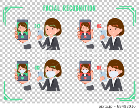 flat type business women_Facial Recognition flat type business women_Facial Recognition 69488010