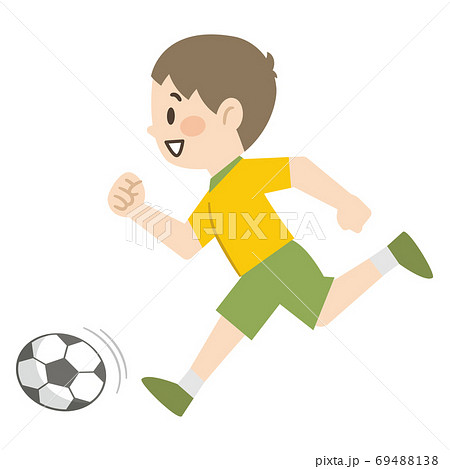 サッカーをする男の子のイラスト素材