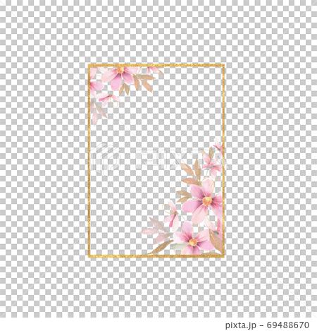 Design golden geometric print frame. Floral Wedding card decor 69488670
