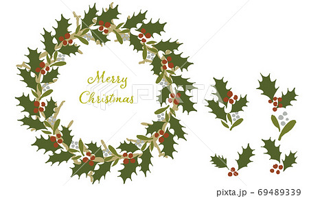 クリスマスリースのイラストセットのイラスト素材