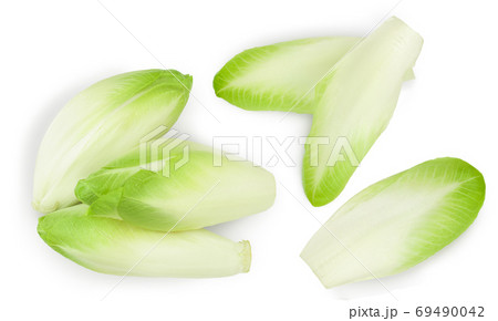 Chicory salad isolated on white background with clipping path and full depth of field. Top view. Flat lay 69490042