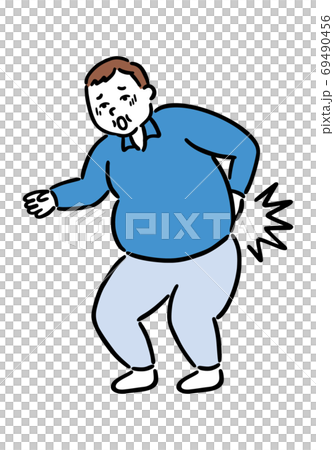 Fat obese man (salaryman) backache Fat obese man (salaryman) backache 69490456