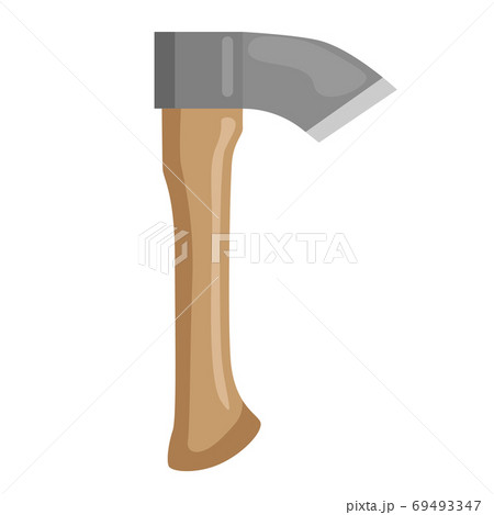 Axe with wooden handle in flat style isolated on white background. Ax lumberjack symbol. Axe with wooden handle in flat style isolated on white background. Ax lumberjack symbol. 69493347