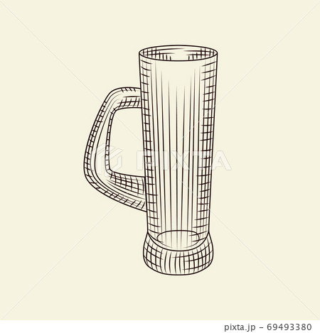 Hand drawn beer mug. Empty glass of beer isolated on light background. 69493380