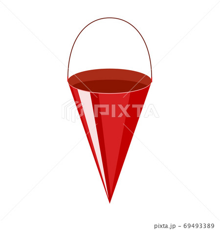 Conical fire bucket isolated on white background. red metal bucket symbol in flat style. Conical fire bucket isolated on white background. red metal bucket symbol in flat style. 69493389