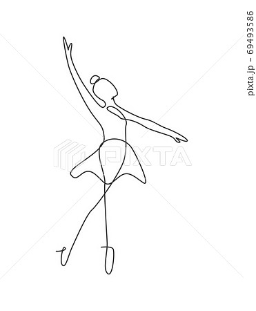 Single continuous line drawing ballerina in ballet motion dance style Single continuous line drawing ballerina in ballet motion dance style 69493586