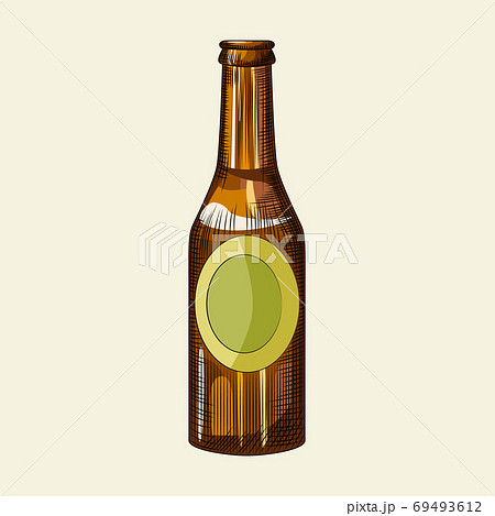 Hand drawn beer bottle isolated on light background. Light beer bottle template. 69493612