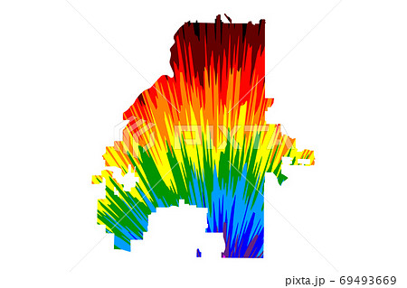 Atlanta city (United States of America, USA, U.S., US, United States cities, usa city)- map is designed rainbow abstract colorful pattern, City of Atlanta map made of color explosion, 69493669