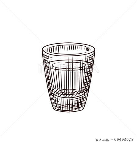 Vodka shot isolated on white background. Full alcohol shot glass of alcohol. 69493678